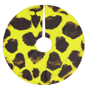 Falda Para El Árbol De Navidad De Poliéster Resumen de la acuarela del leopardo de impresión a