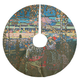 Falda Para El Árbol De Navidad De Poliéster Resumen de la pareja de Kandinsky Riding Colorful
