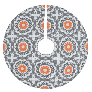 Falda Para El Árbol De Navidad De Poliéster Resumen de Plata: Diseño Geométrico Sin Marea.