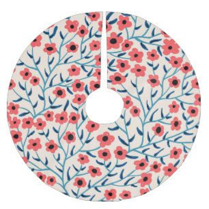 Falda Para El Árbol De Navidad De Poliéster Resumen Floral: Patrón Vintage floreciente.