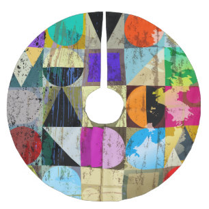 Falda Para El Árbol De Navidad De Poliéster Resumen geométrico: trazos y salpicaduras