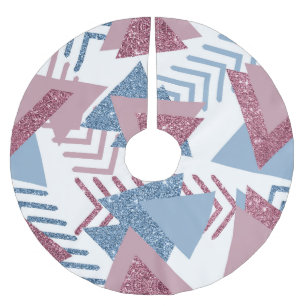 Falda Para El Árbol De Navidad De Poliéster Resumen lunar de los años 80 Rosa y azul turcos