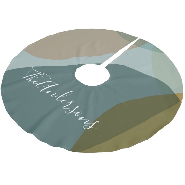 Falda Para El Árbol De Navidad De Poliéster Resumen moderno Taupe verde terrestre personalizad (Angular)
