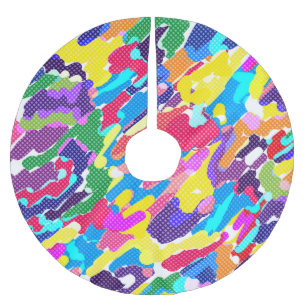 Falda Para El Árbol De Navidad De Poliéster Resumen multicolor brillante