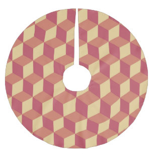 Falda Para El Árbol De Navidad De Poliéster Resumen Naranja Patrón de cubo rojo