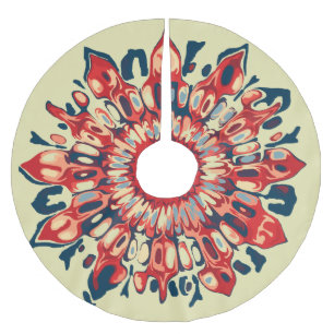 Falda Para El Árbol De Navidad De Poliéster Resumen SUN FLOWER - azul rojo + tu trasero.