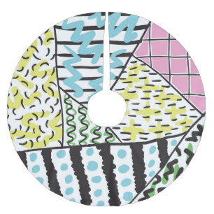 Falda Para El Árbol De Navidad De Poliéster Resumen Tres: Arte De Fondo Dibujado A Mano