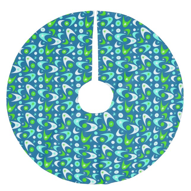 Falda Para El Árbol De Navidad De Poliéster Retro Boomerangs (Anverso)