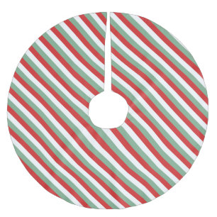 Falda Para El Árbol De Navidad De Poliéster Retro Candy Cane Navidades rojos rayados verdes