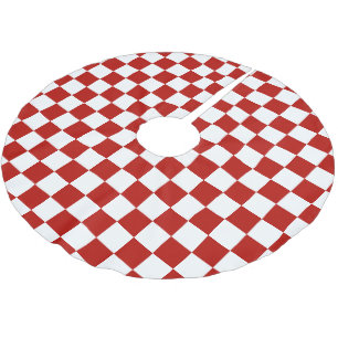 Falda Para El Árbol De Navidad De Poliéster Retro geométrico rojo cuadrado