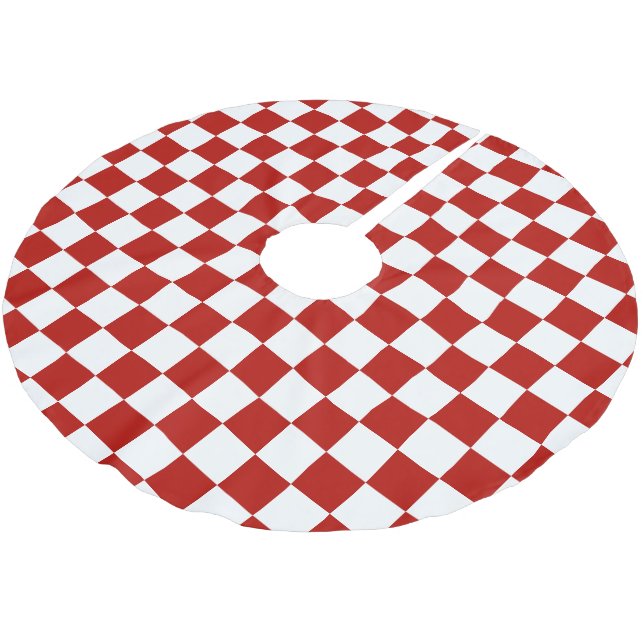 Falda Para El Árbol De Navidad De Poliéster Retro geométrico rojo cuadrado (Angular)