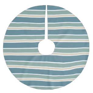 Falda Para El Árbol De Navidad De Poliéster Retro Medio siglo Stripes Océano Verde