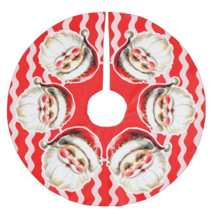 Falda Para El Árbol De Navidad De Poliéster Retro Rojo Santa Claus Navidades de Ric Rac Rojo