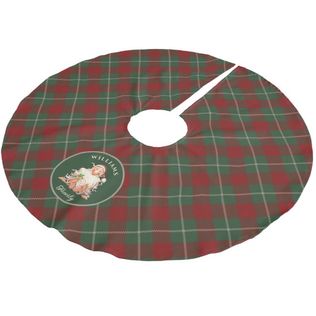 Falda Para El Árbol De Navidad De Poliéster Retro Santa Tartán Navidades con nombre (Angular)