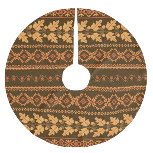 Falda Para El Árbol De Navidad De Poliéster Retro Striped Otumn Cross Stitch