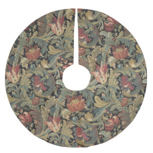 Falda Para El Árbol De Navidad De Poliéster Rich Floral Tapestry Brocade Antiguo Clásico