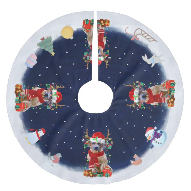 Falda Para El Árbol De Navidad De Poliéster Ridgeback Dog Rhodesia Dejar nevar (Anverso)