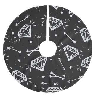 Falda Para El Árbol De Navidad De Poliéster Roca gruesa: diamantes, patrón de huesos.