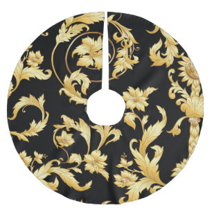 Falda Para El Árbol De Navidad De Poliéster Rococo barroco, patrón floral victoriano.