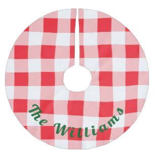 Falda Para El Árbol De Navidad De Poliéster Rojo Blanco Cuadrado Navidad NOMBRE