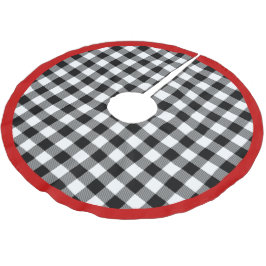 Falda Para El Árbol De Navidad De Poliéster Rojo Blanco Negro a la Moda Plaid de Leñador Búfal