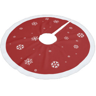Falda Para El Árbol De Navidad De Poliéster Rojo con el navidad blanco del ~ del copo de nieve