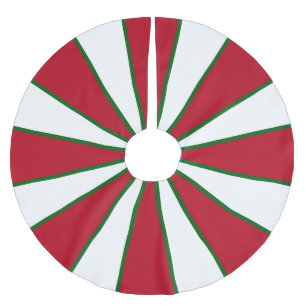 Falda Para El Árbol De Navidad De Poliéster Rojo y blanco con falda de árbol de rayas verdes