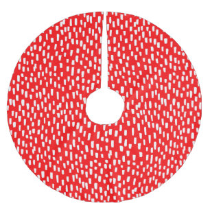 Falda Para El Árbol De Navidad De Poliéster Rojo y brillante