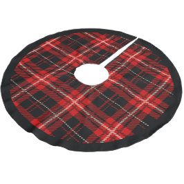 Falda Para El Árbol De Navidad De Poliéster Rojo y negro de la cubierta