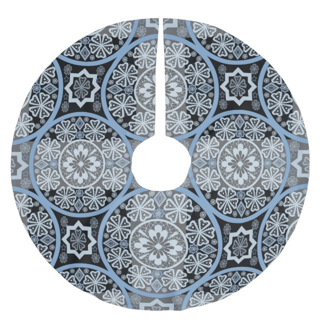 Falda Para El Árbol De Navidad De Poliéster Ropa Romántica: Impresión Abstracta Brillante. (Anverso)