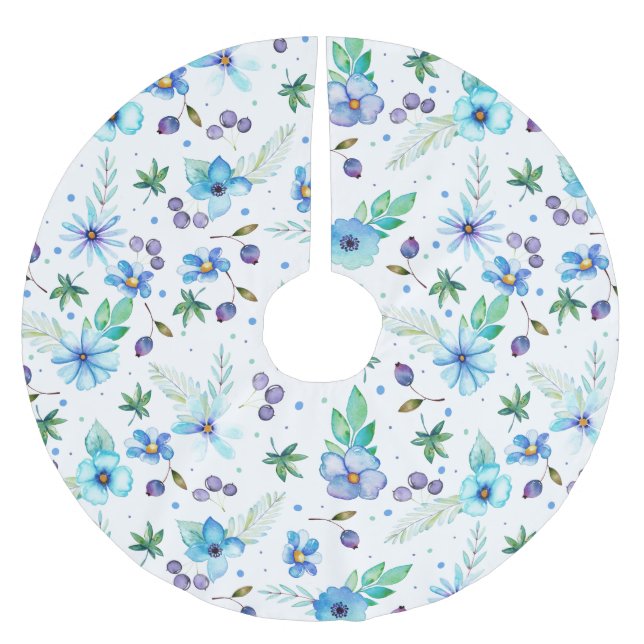 Falda Para El Árbol De Navidad De Poliéster Rosa azul (Anverso)