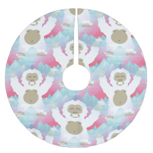 Falda Para El Árbol De Navidad De Poliéster rosa yeti navidad falda de árbol de navidad
