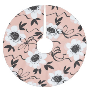 Falda Para El Árbol De Navidad De Poliéster Rosas abstractos, colores pálidos, patrón vintage.