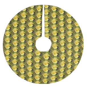 Falda Para El Árbol De Navidad De Poliéster Rosebud amarillo