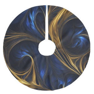 Falda Para El Árbol De Navidad De Poliéster Royal Blue Gold Resumen Swirl