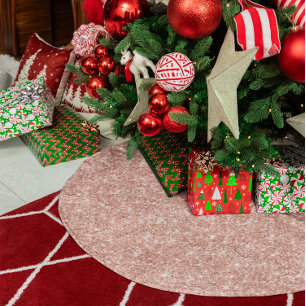 Falda Para El Árbol De Navidad De Poliéster Rubor Rosa Dorado Brillo Glam