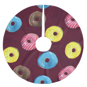 Falda Para El Árbol De Navidad De Poliéster Ruby Donuts: Patrón de color agua sin foco.