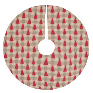Falda Para El Árbol De Navidad De Poliéster Rústica de granjas de Red y Tan