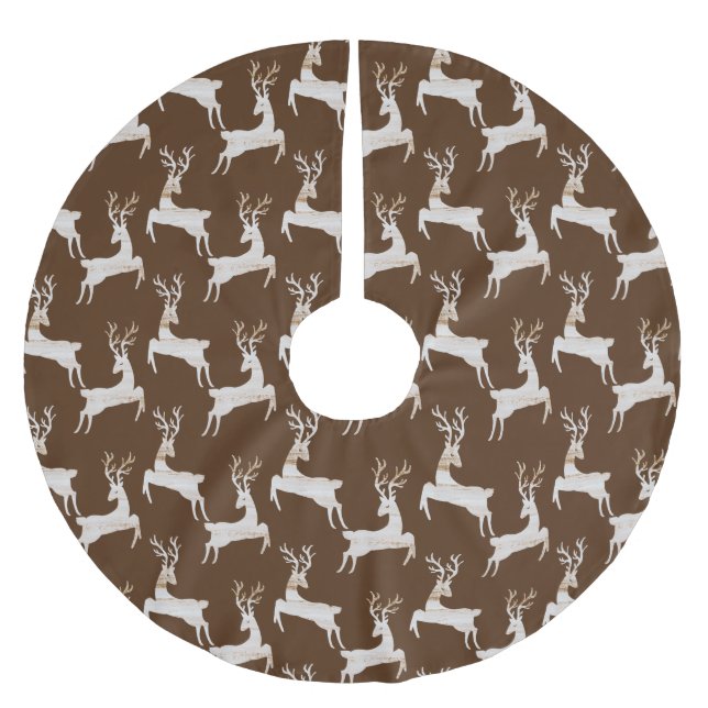 Falda Para El Árbol De Navidad De Poliéster Rústica falda de árbol de ciervos (Anverso)