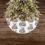 Falda Para El Árbol De Navidad De Poliéster Rústico color de agua de falda de árbol de Navidad<br><div class="desc">Tema de diseño invernal,  ilustracion de pintura acuarela con detalles rústicos.</div>