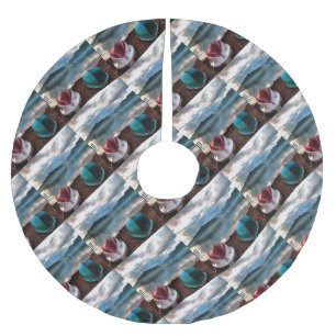 Falda Para El Árbol De Navidad De Poliéster Saltos de barcos y el paisaje marino de Marmaris