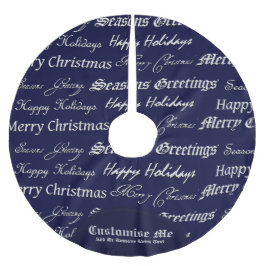 Falda Para El Árbol De Navidad De Poliéster Saludos de Navidad (Plata)