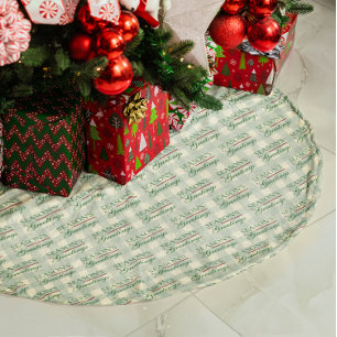Falda Para El Árbol De Navidad De Poliéster Saludos de temporada a los Navidades de Gingham