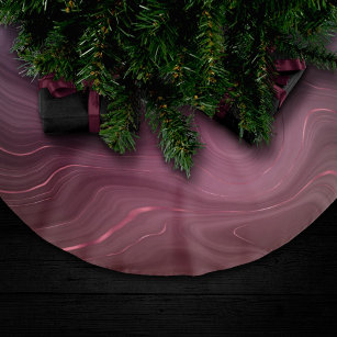 Falda Para El Árbol De Navidad De Poliéster Sangria Strata   Moody Pink y Purple Luxe Agate