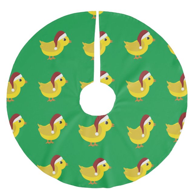 Falda Para El Árbol De Navidad De Poliéster Santa Chick (Anverso)