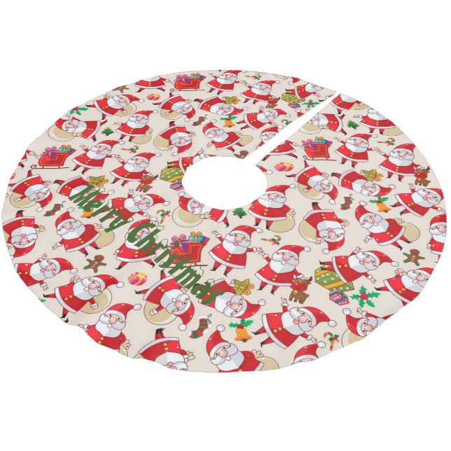 Falda Para El Árbol De Navidad De Poliéster Santa Claus (Angular)