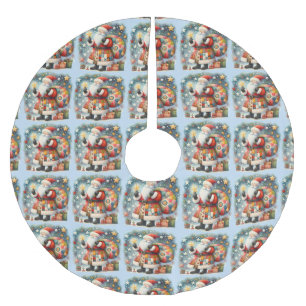 Falda Para El Árbol De Navidad De Poliéster Santa Claus de Patchwork Acolchado con Estrellas d