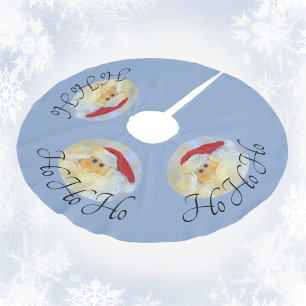 Falda Para El Árbol De Navidad De Poliéster Santa Claus Face Ho Ho