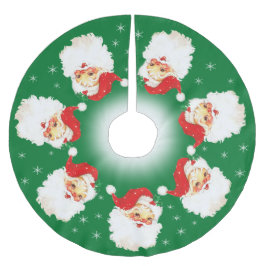 Falda Para El Árbol De Navidad De Poliéster Santa Claus Mandala & Copos de Nieve en Verde
