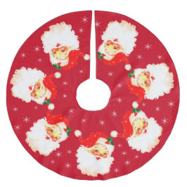 Falda Para El Árbol De Navidad De Poliéster Santa Claus Mandala y copos de nieve en rojo